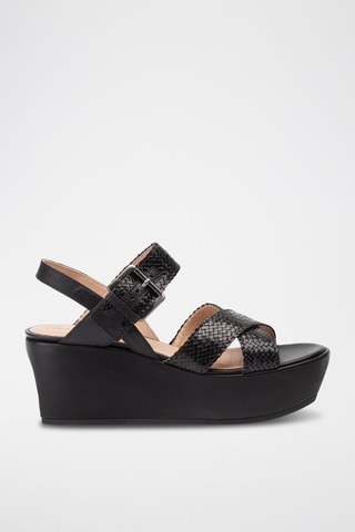 Sandales compensées en cuir Zerfie - Noir