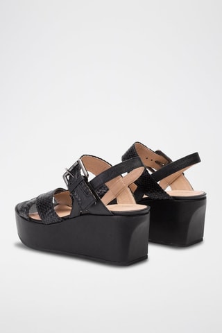 Sandales compensées en cuir Zerfie - Noir