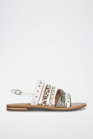 Sandales en cuir Sozy - Blanc et vert d’eau