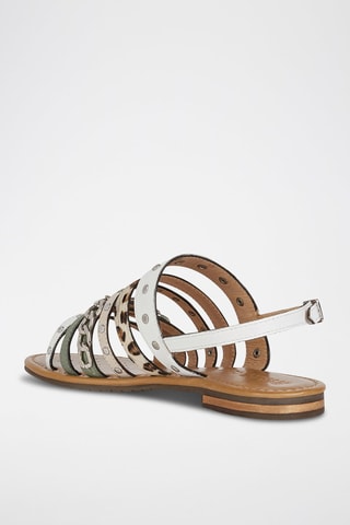 Sandales en cuir Sozy - Blanc et vert d’eau