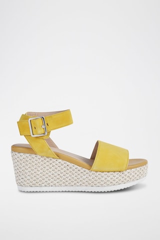 Sandales compensées en cuir de chèvre nubuck Lipari A - Jaune 