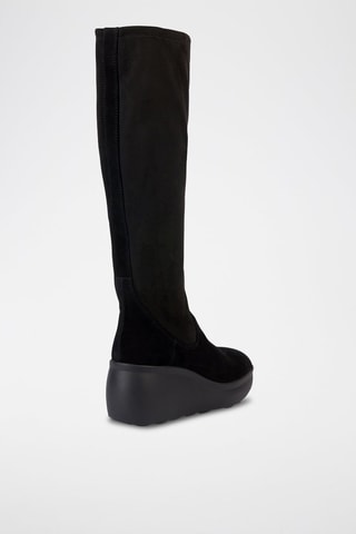 Bottes compensées en cuir de chèvre nubuck Spherica - Noir