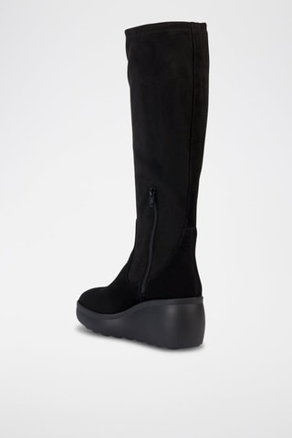 Bottes compensées en cuir de chèvre nubuck Spherica - Noir