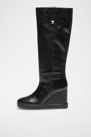 Bottes compensées en cuir Elidea - Noir