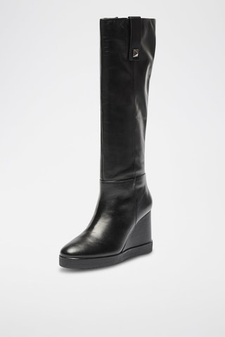 Bottes compensées en cuir Elidea - Noir