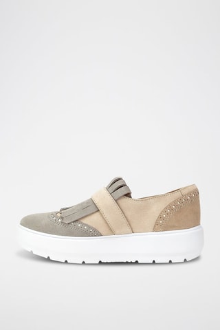 Mocassins plateformes en nubuck Kaula - Beige et gris foncé