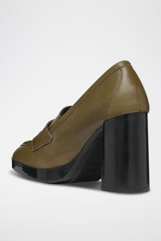 Mocassins à talons en cuir Teulada - Vert olive