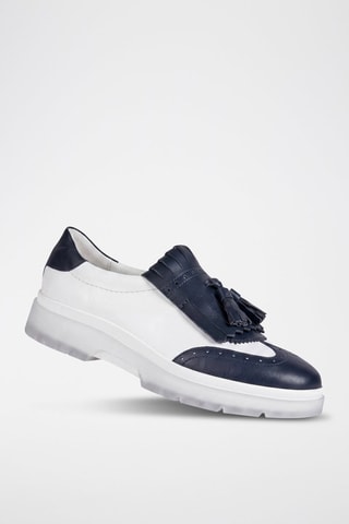 Mocassins en cuir Myluse - Blanc et bleu marine
