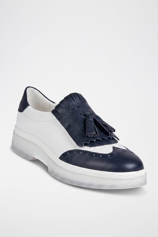 Mocassins en cuir Myluse - Blanc et bleu marine