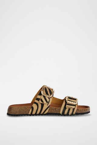 Mules en cuir Brionia - Beige et noir