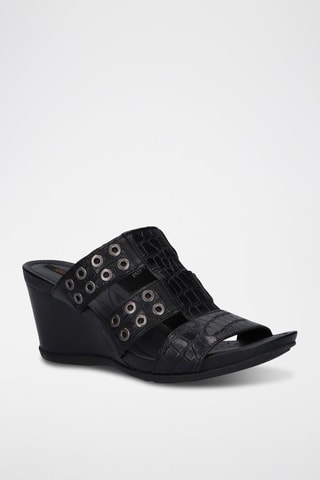 Mules compensées en cuir Dorotha - Noir