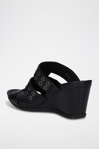 Mules compensées en cuir Dorotha - Noir