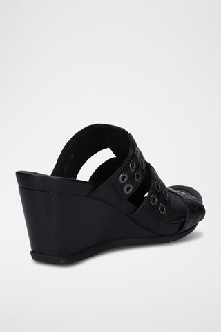 Mules compensées en cuir Dorotha - Noir