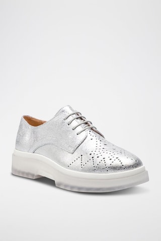 Sneakers plateformes en cuir - Argenté