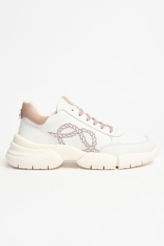 Baskets compensées en cuir pleine fleur - Blanc