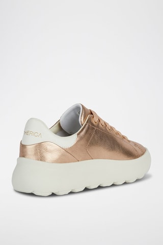 Baskets plateformes en cuir de chèvre Spherica - Doré rose