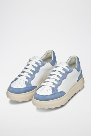 Baskets en cuir Spherica - Blanc et bleu clair