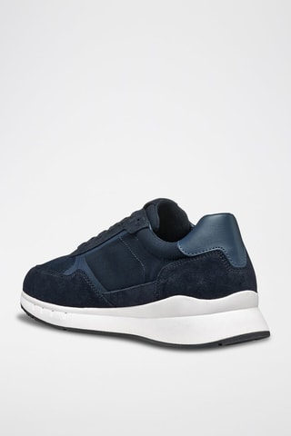 Baskets en cuir de veau nubuck Branthon - Bleu marine