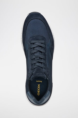 Baskets en cuir de veau nubuck Branthon - Bleu marine