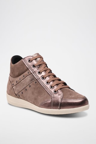 Baskets montantes en cuir - Beige foncé