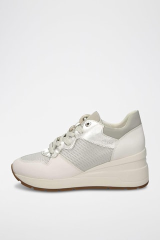 Baskets compensées en cuir Zosma - Argenté et blanc