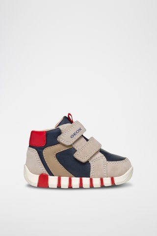 Boots en cuir de veau - Beige et bleu marine