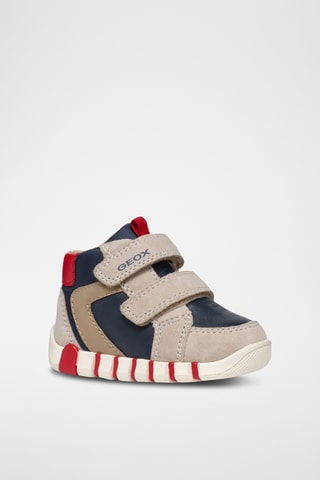 Boots en cuir de veau - Beige et bleu marine