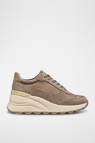 Baskets compensées en cuir - Taupe