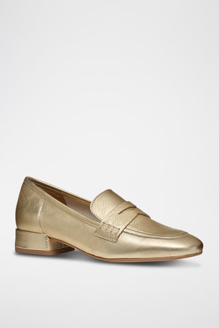 Mocassins à talons en cuir de chèvre nappa - Doré