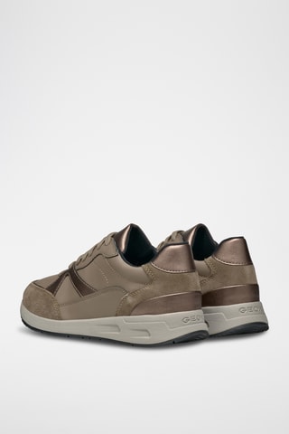 Baskets en cuir de veau nubuck - Gris et taupe
