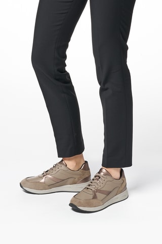 Baskets en cuir de veau nubuck - Gris et taupe