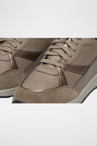 Baskets en cuir de veau nubuck - Gris et taupe