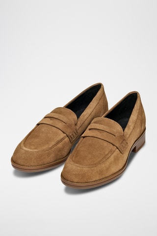 Mocassins en cuir de veau nubuck - Camel