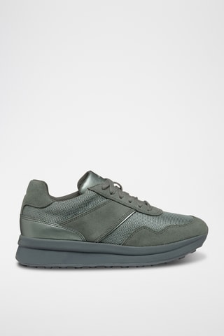 Baskets en cuir de veau nubuck - Kaki