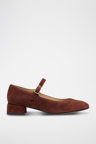 Babies à talons en cuir de chèvre nubuck - Bordeaux