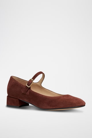 Babies à talons en cuir de chèvre nubuck - Bordeaux
