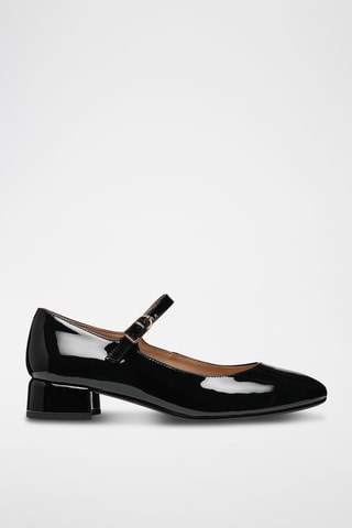 Babies à talons en cuir de veau verni - Noir