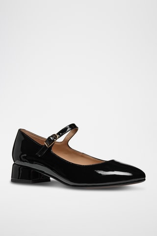 Babies à talons en cuir de veau verni - Noir