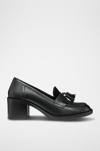 Mocassins à talons en cuir de veau - Noir