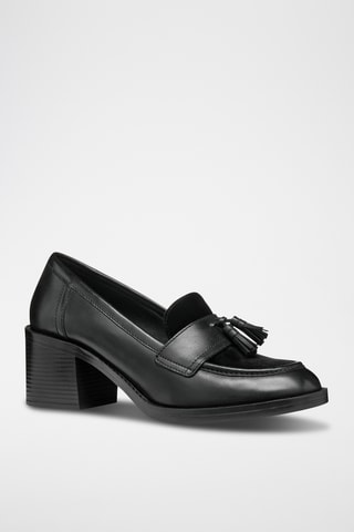Mocassins à talons en cuir de veau - Noir