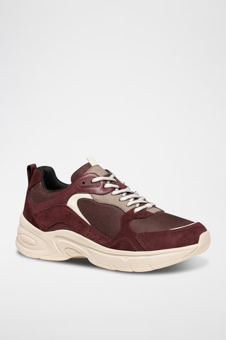 Baskets en cuir de veau nubuck - Bordeaux