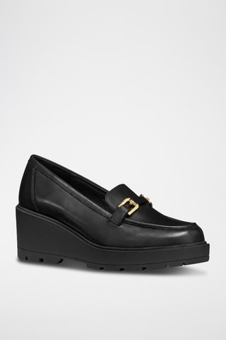 Mocassins compensés en cuir de veau - Noir