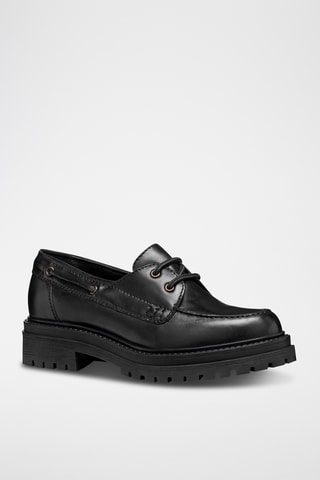 Chaussures bateau en cuir - Noir