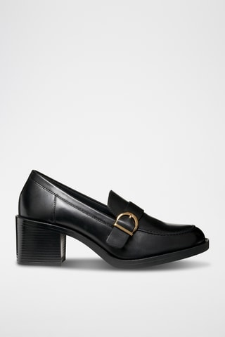 Mocassins à talons en cuirde veau - Noir