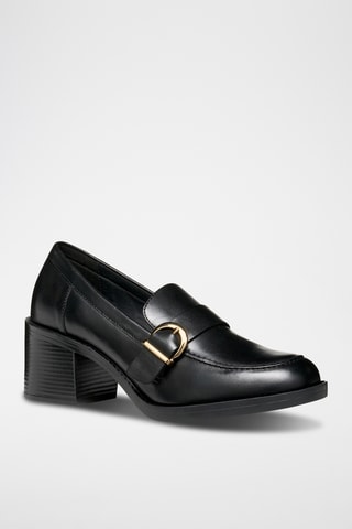Mocassins à talons en cuirde veau - Noir