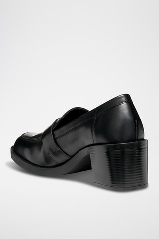 Mocassins à talons en cuirde veau - Noir
