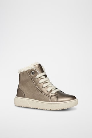 Baskets montantes fourrées en cuir de veau nubuck - Gris