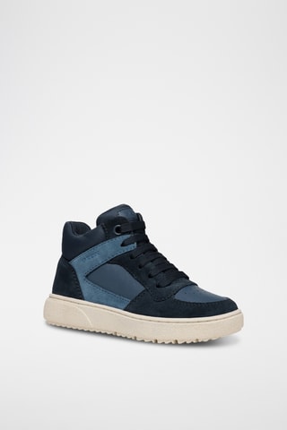 Baskets montantes en cuir de veau nubuck - Bleu
