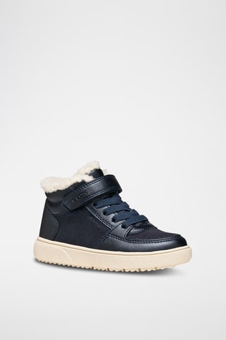 Baskets montantes fourrées en cuir de veau nubuck - Bleu marine