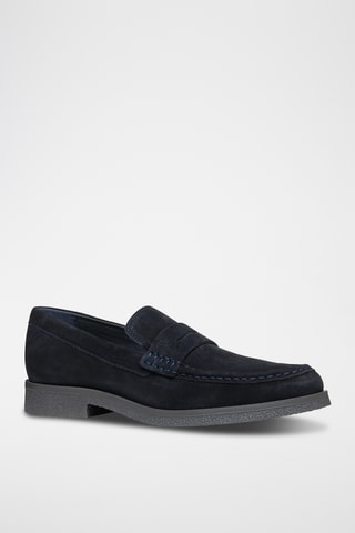 Mocassins en cuir de veau nubuck - Bleu marine